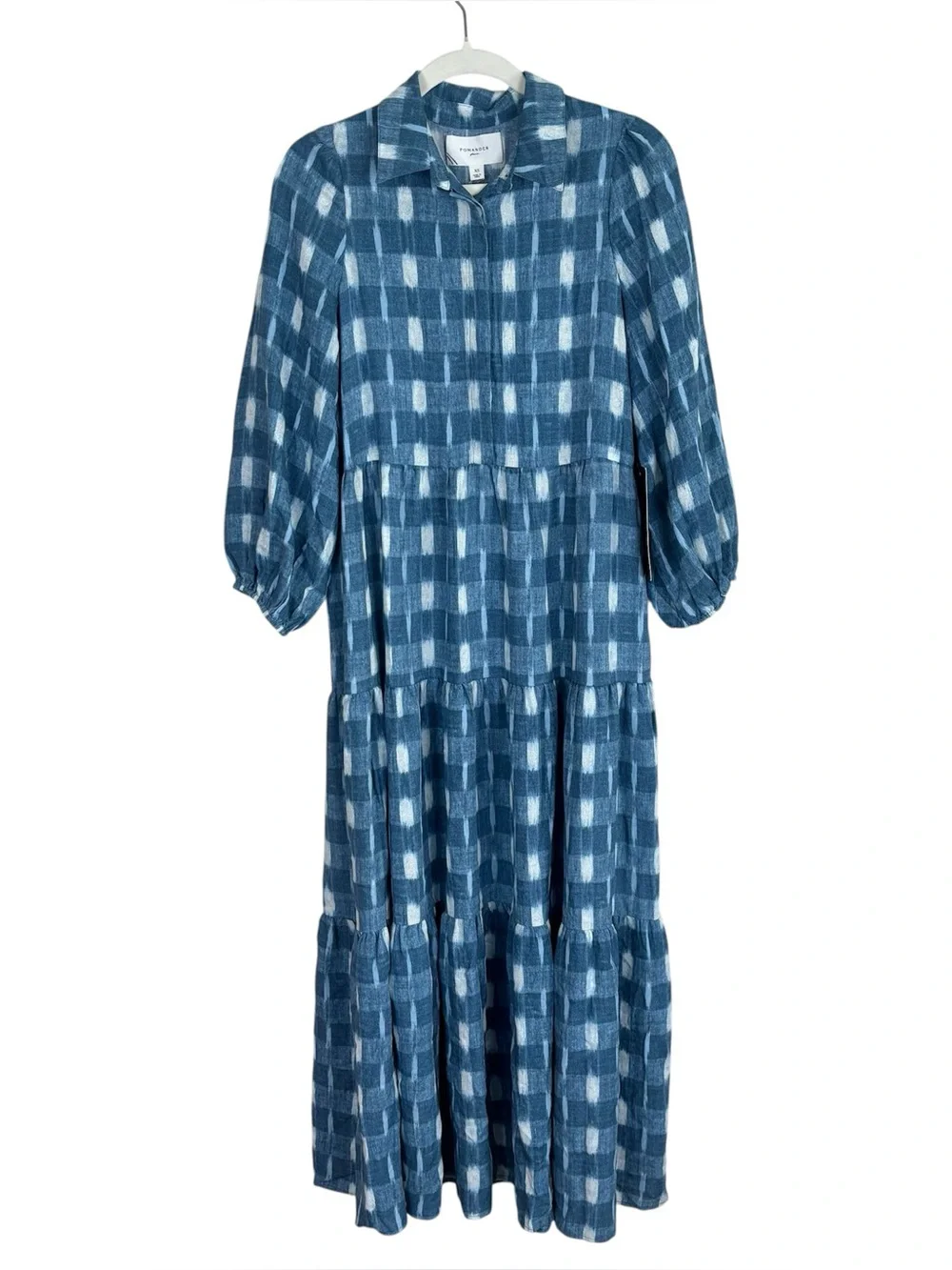 Tuckernuck Pomander Place Blue Ikat Mabel Tiered Maxi Dress Women’s Size XS NWT - Picture 3 of 11